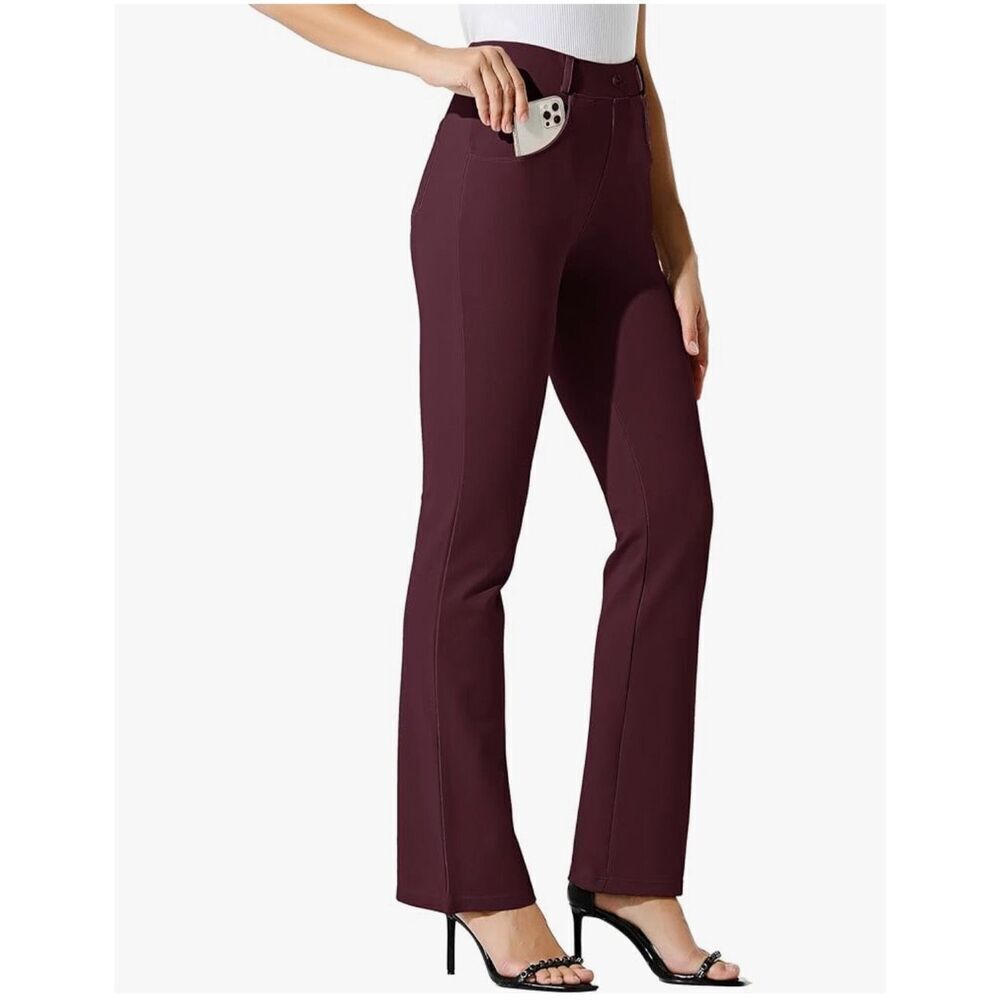 NEW Yoga Dress Pants Bootcut Career Stretch Belt Loops M Long 33"